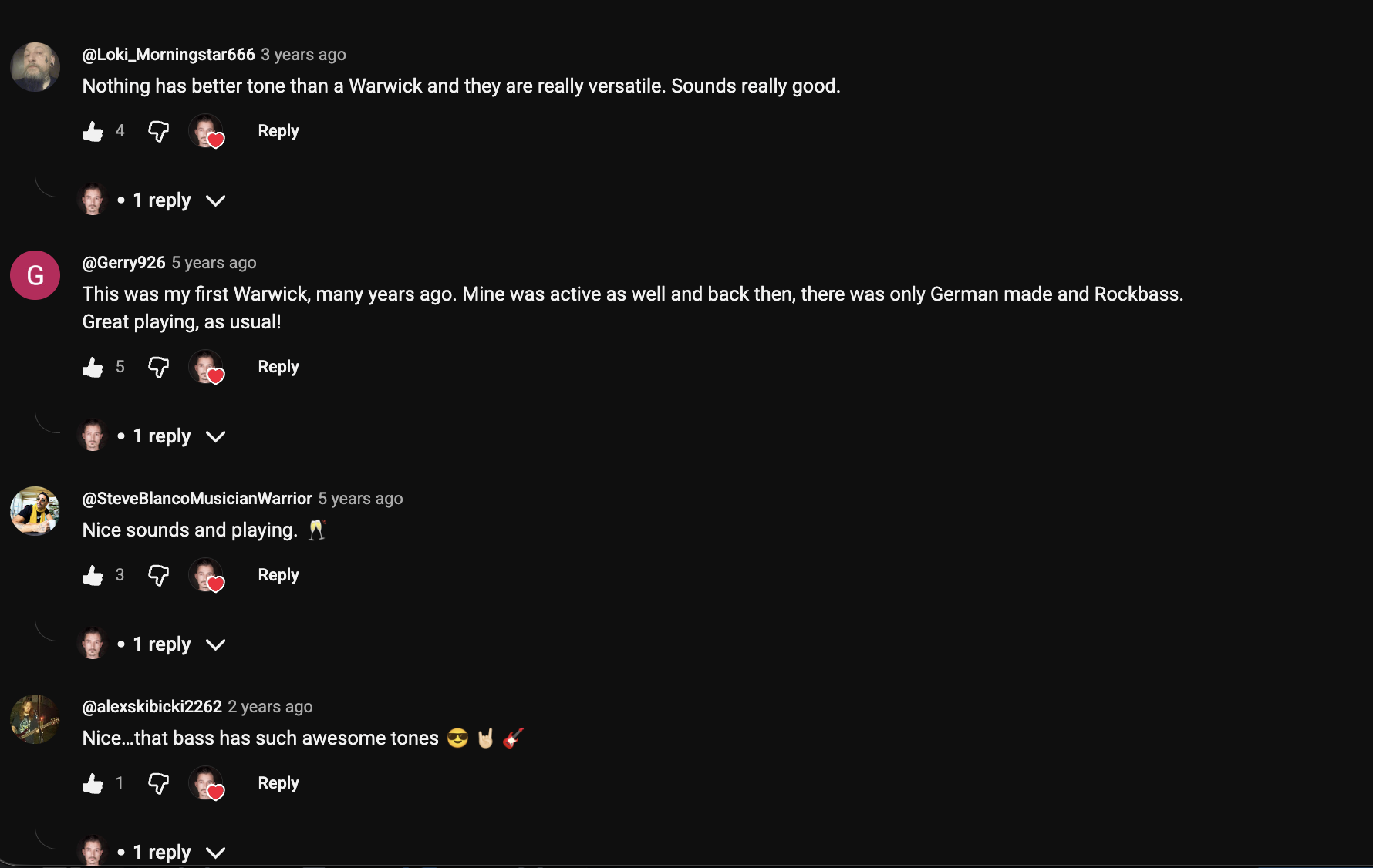 YouTube comment by @Gerry926 under "German-Made Warwick Corvette Bubinga: Worth the Premium?": This was my first Warwick, many years ago. Mine was active as well and back then, there was only German made…