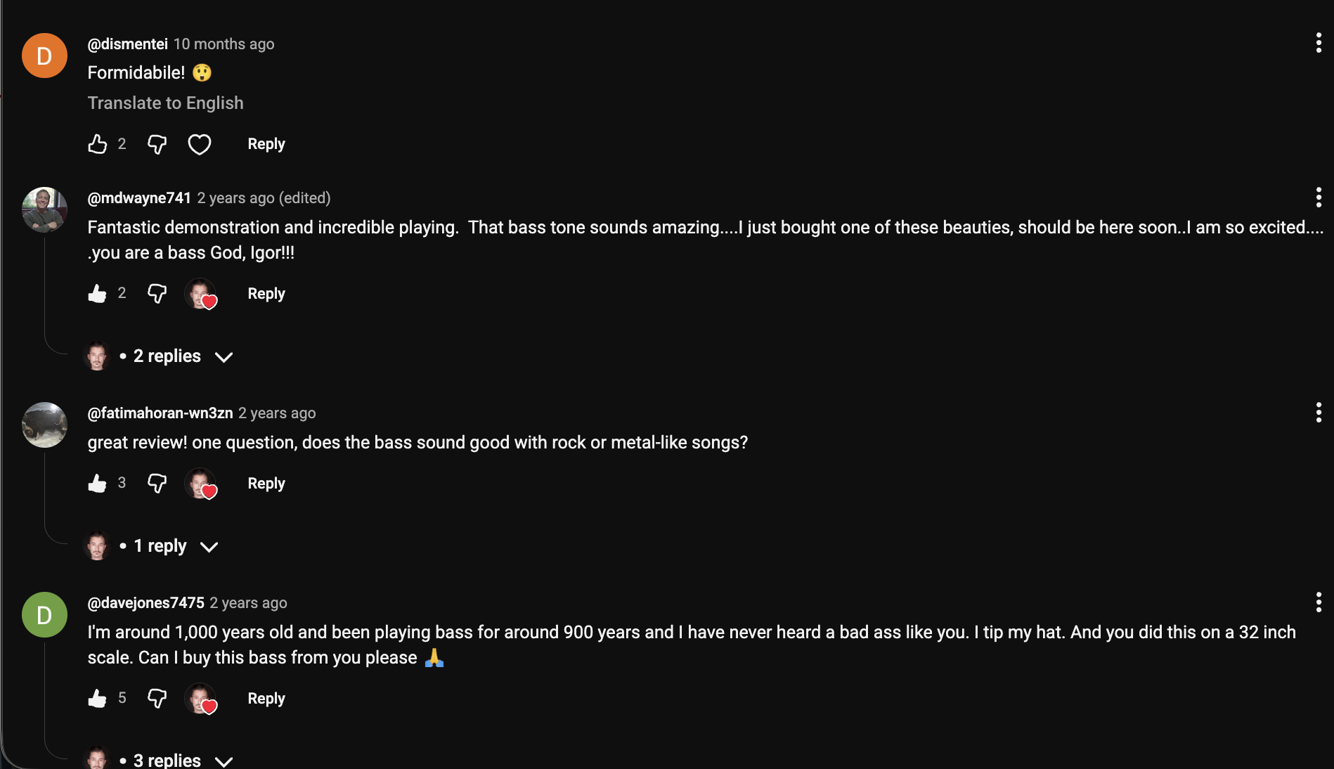 YouTube comment by @mdwayne741 under "IBANEZ SRMD200": Fantastic demonstration and incredible playing. That bass tone sounds amazing....I just bought one of these…
