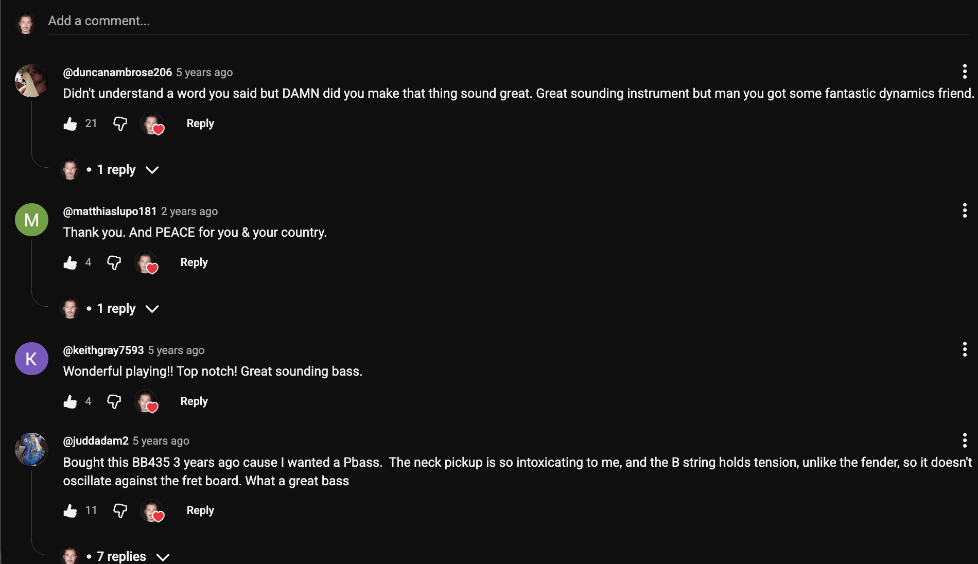 YouTube comment by @juddadam2 under "Stop Buying Fender. Get This Instead. (Yamaha BB435)": Bought this BB435 3 years ago cause I wanted a Pbass. The neck pickup is so intoxicating to me, and the B…