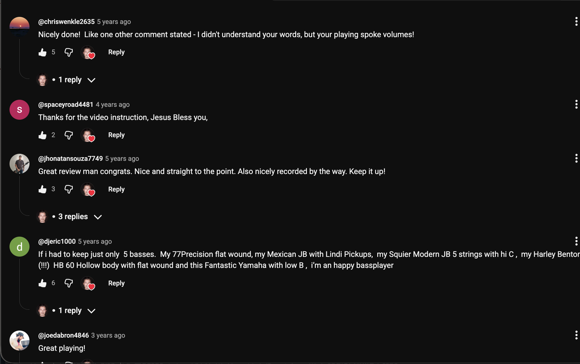 YouTube comment by @djeric1000 under "Stop Buying Fender. Get This Instead. (Yamaha BB435)": If i had to keep just only 5 basses. My 77Precision flat wound, my Mexican JB with Lindi Pickups, my Squier…