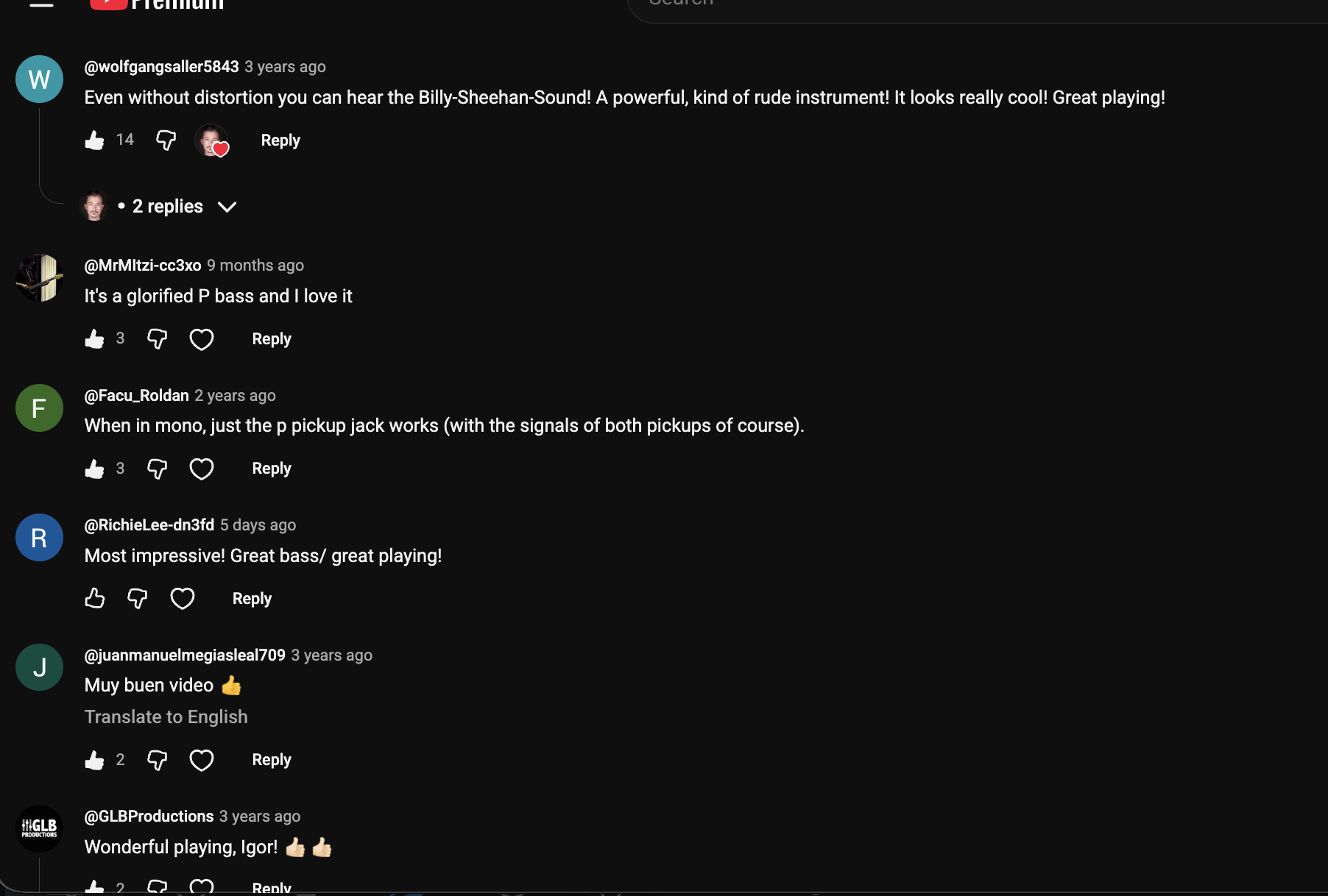 YouTube comment by @wolfgangsaller5843 under "Yamaha Billy Sheehan Attitude 3 Review — Is It Worth Buying for Non-Billy Sheehan Fans?": Even without distortion you can hear the Billy-Sheehan-Sound! A powerful, kind of rude instrument! It looks…