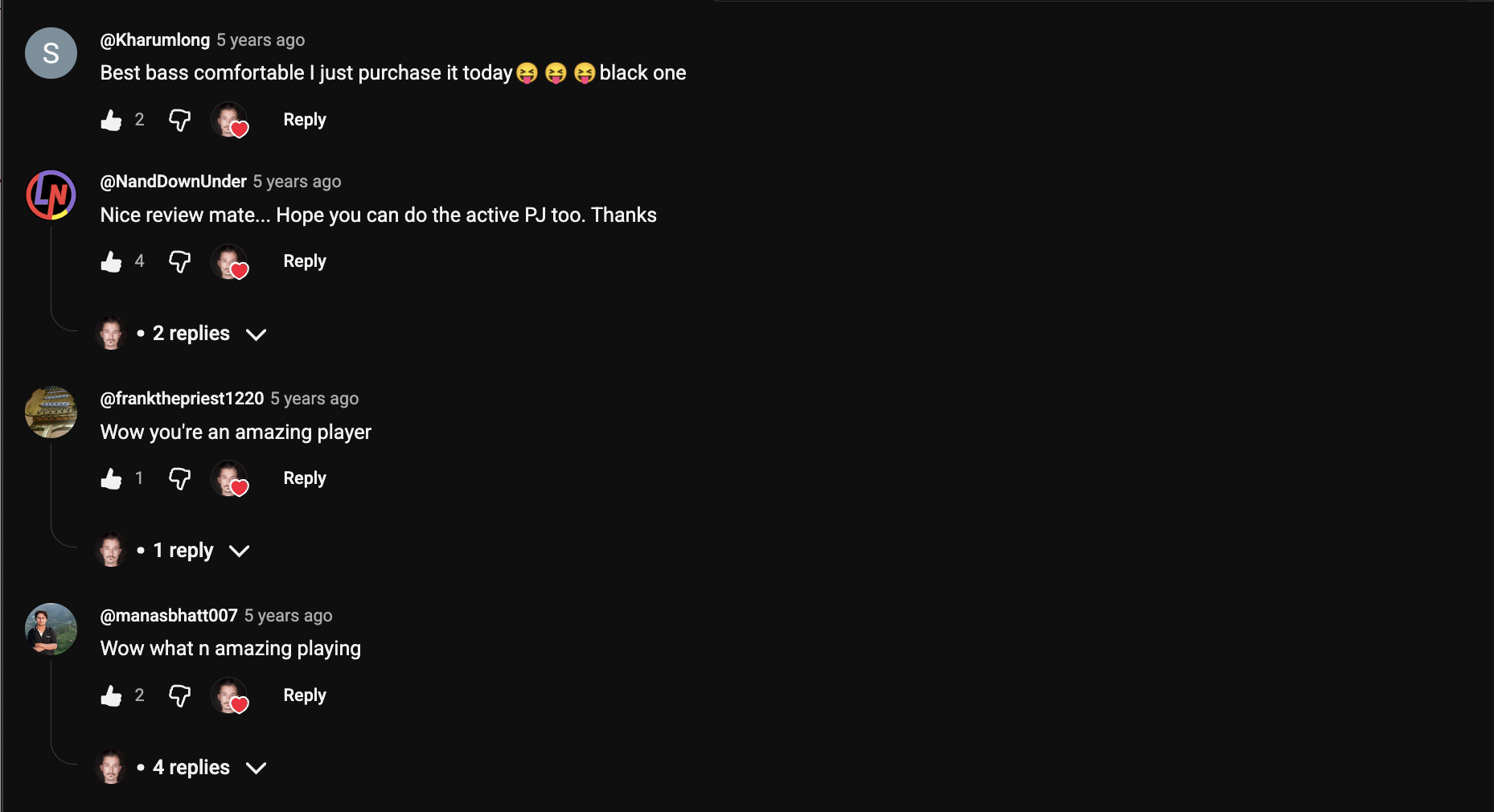 YouTube comment by @Kharumlong under "Your First Bass Should Be This One. Here's Why. ($200)": Best bass comfortable I just purchase it today😝 😝 😝 black one
